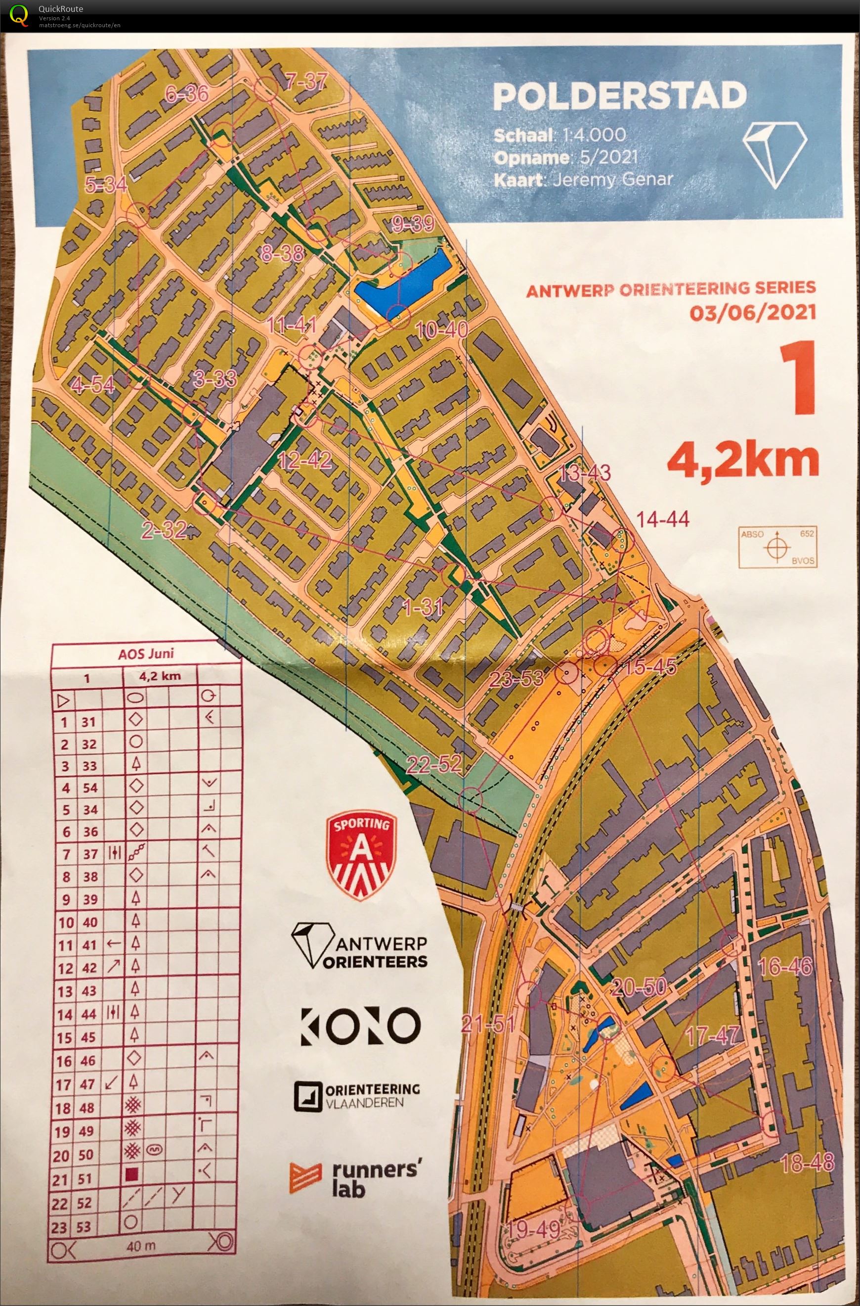 Antwerp Orienteering Series - Polderstad - 4.2K (03.06.2021)