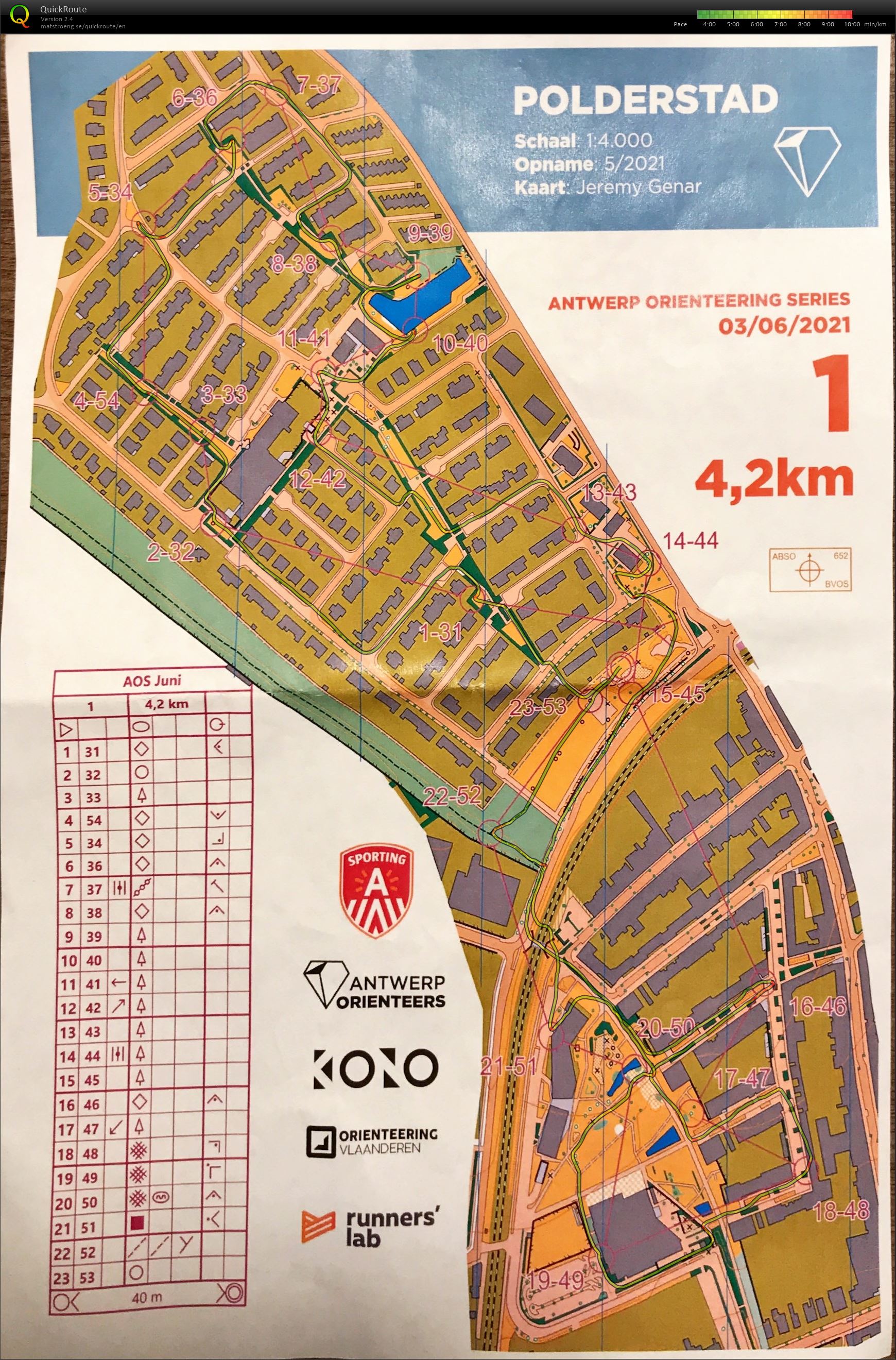 Antwerp Orienteering Series - Polderstad - 4.2K (03-06-2021)