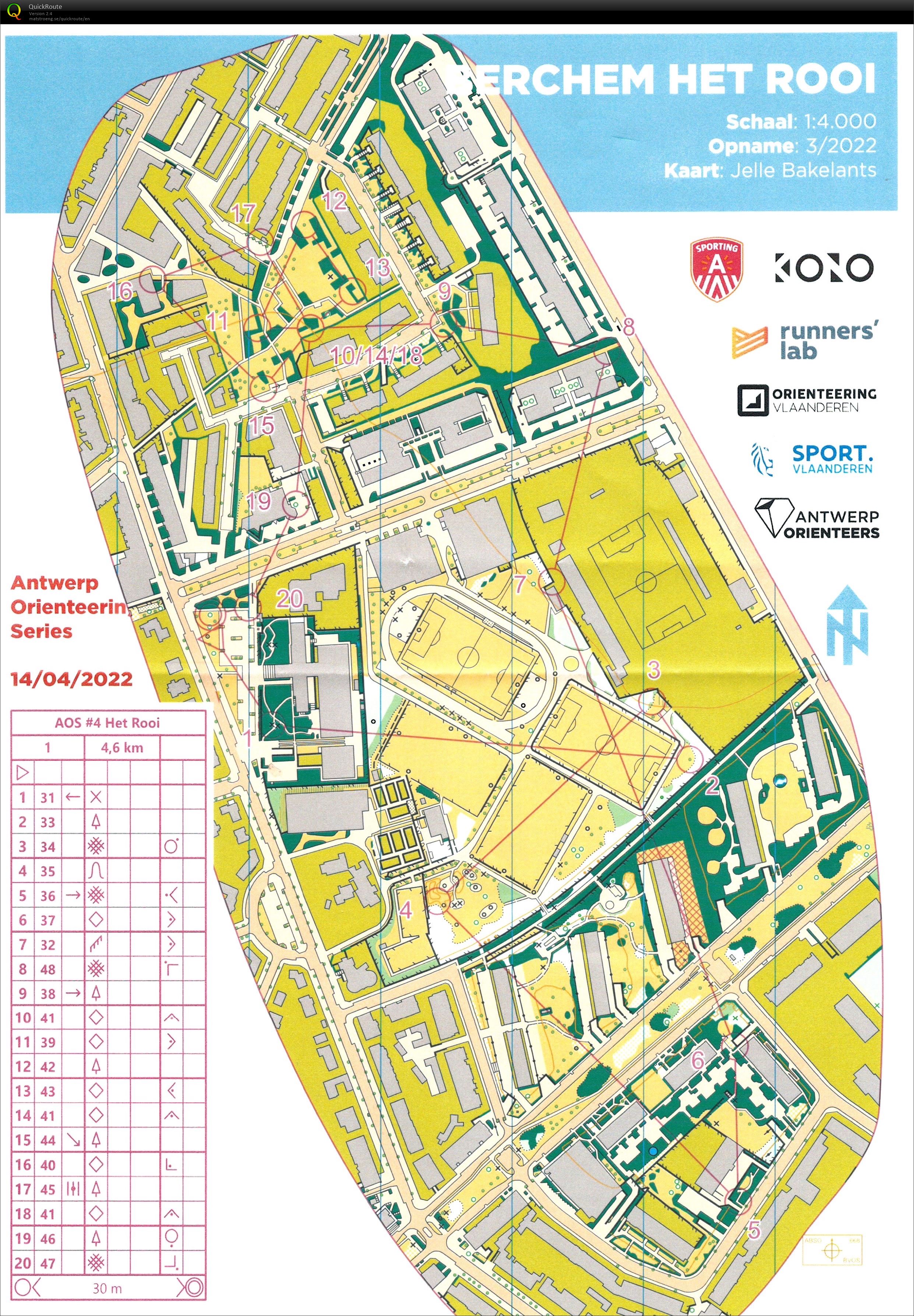 Antwerp Orienteering Series - Berchem - Het Rooi - 5K (14.04.2022)