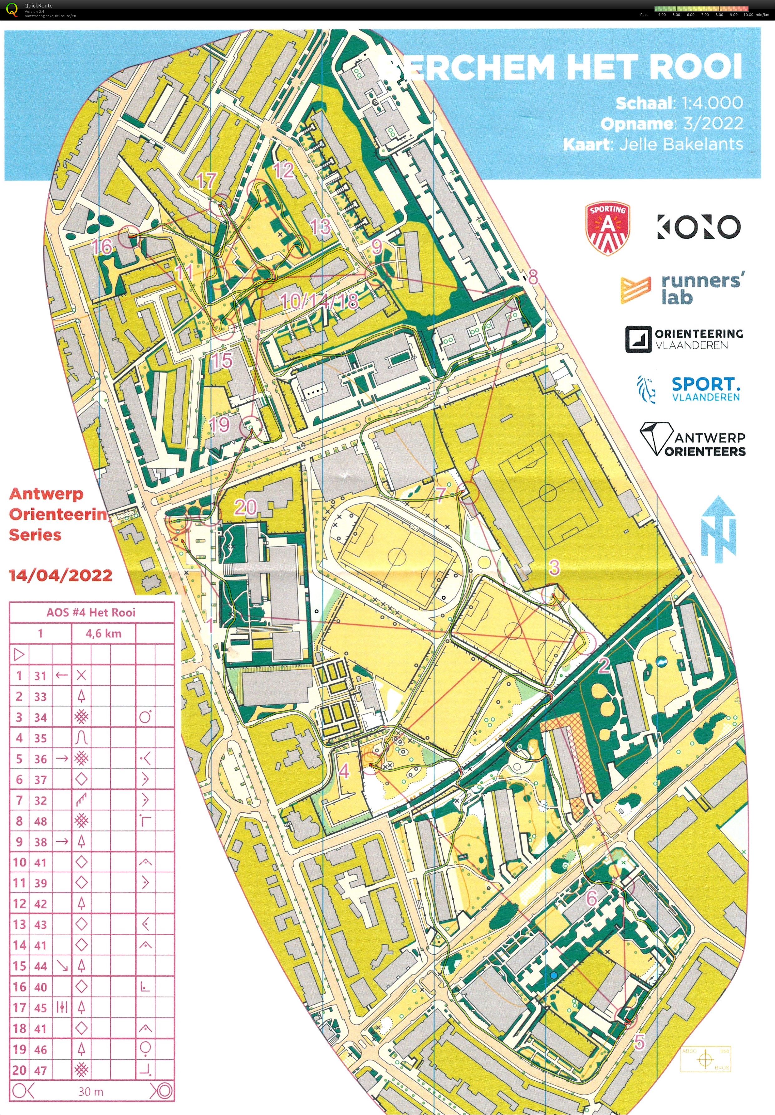 Antwerp Orienteering Series - Berchem - Het Rooi - 5K (14-04-2022)