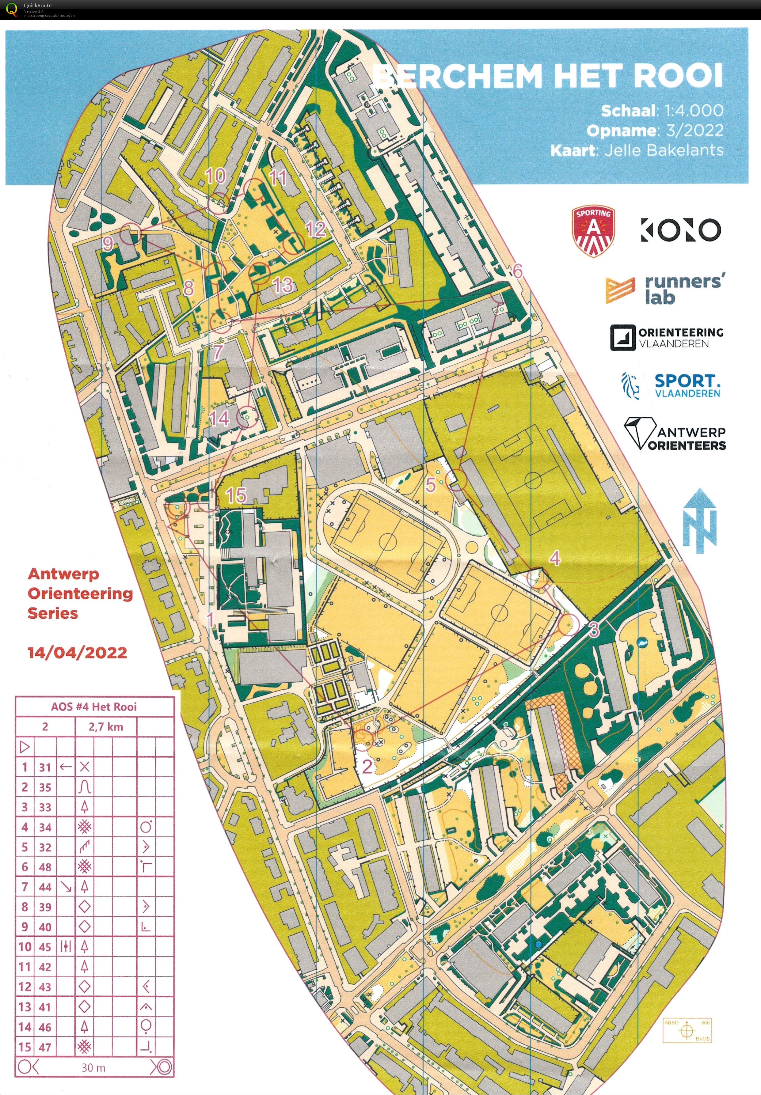 Antwerp Orienteering Series - Berchem - Het Rooi - 3K (14/04/2022)