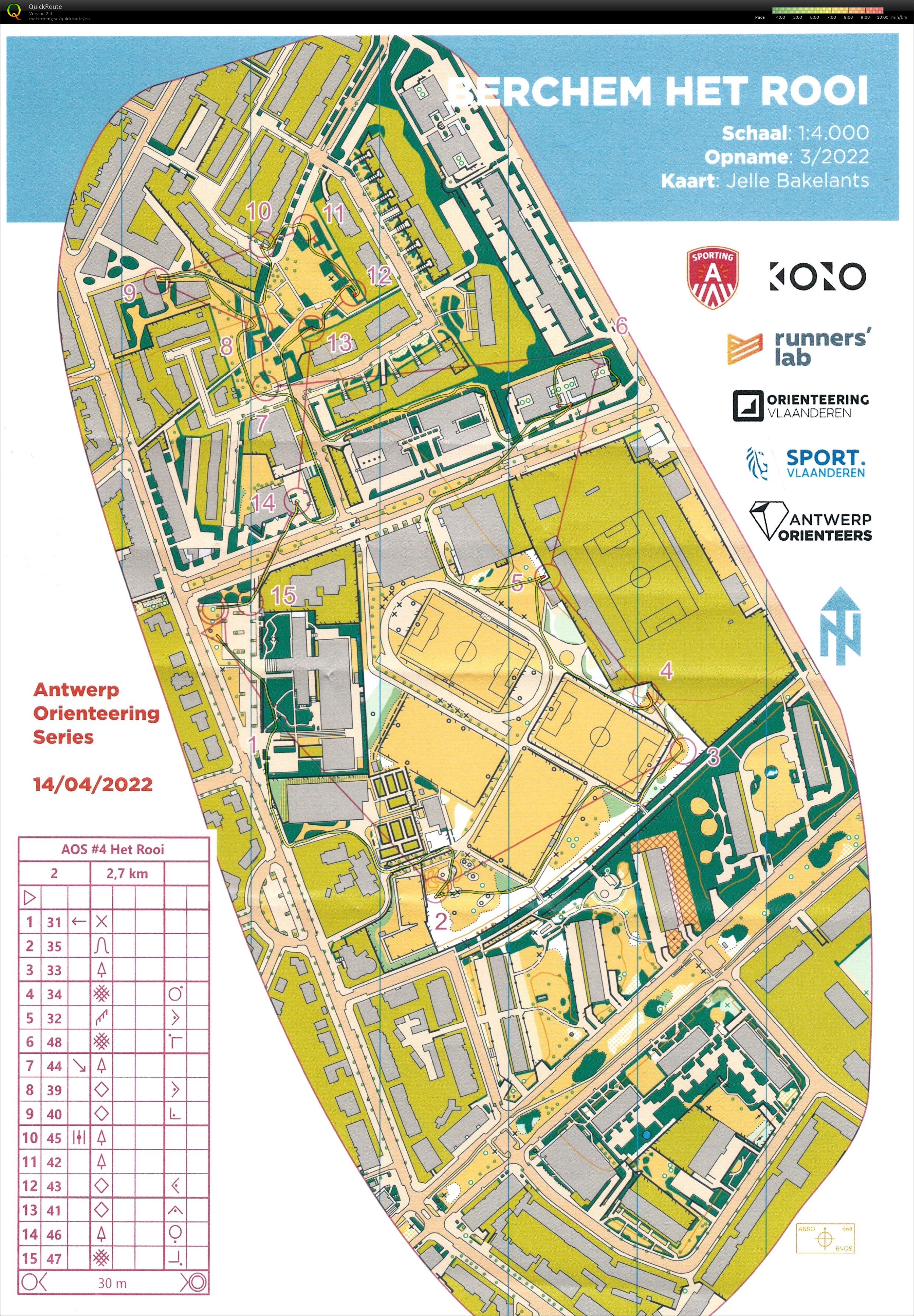 Antwerp Orienteering Series - Berchem - Het Rooi - 3K (14/04/2022)