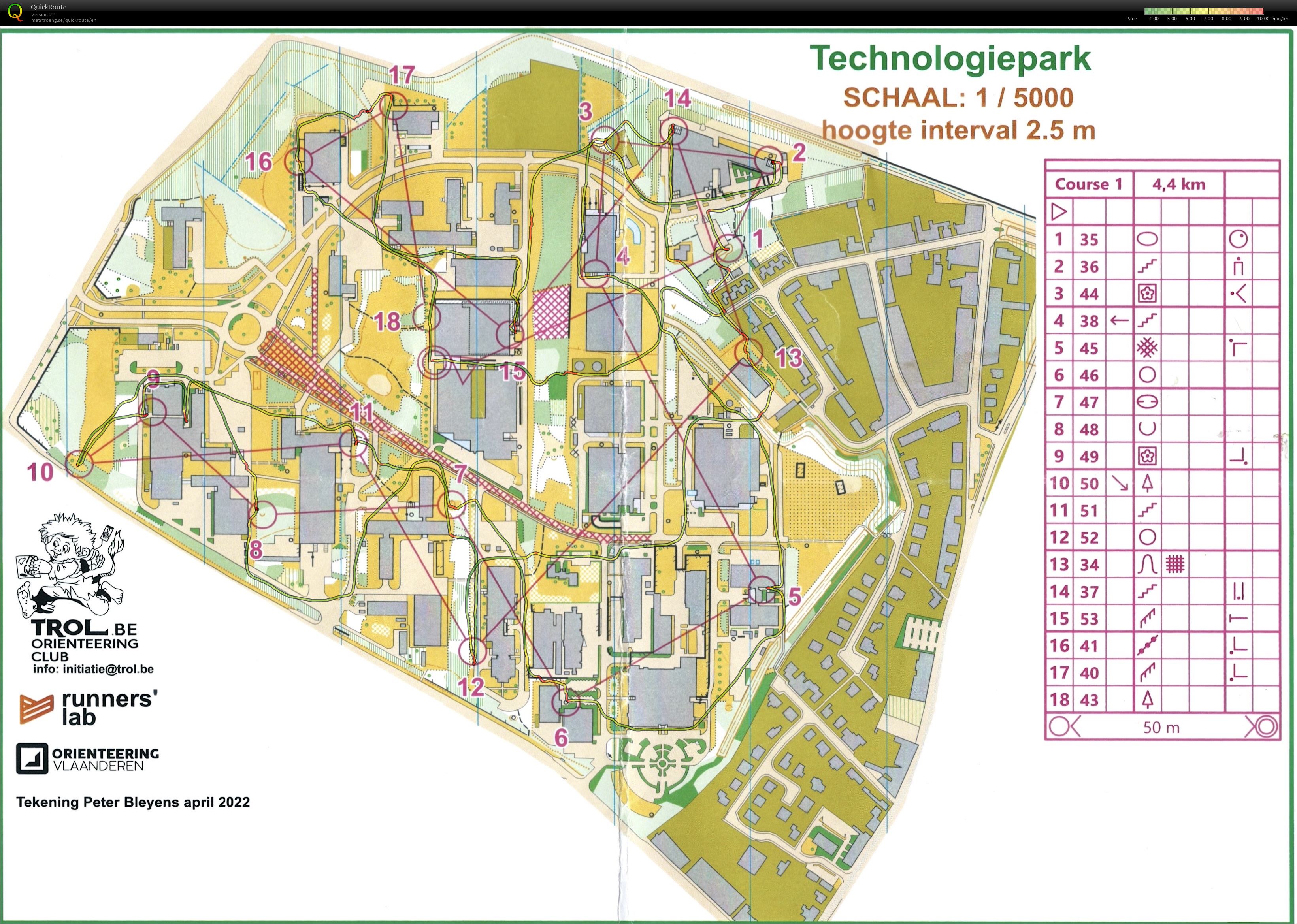 Gent Orienteering Series - Technologiepark Zwijnaarde - Omloop 1 (2022-04-09)