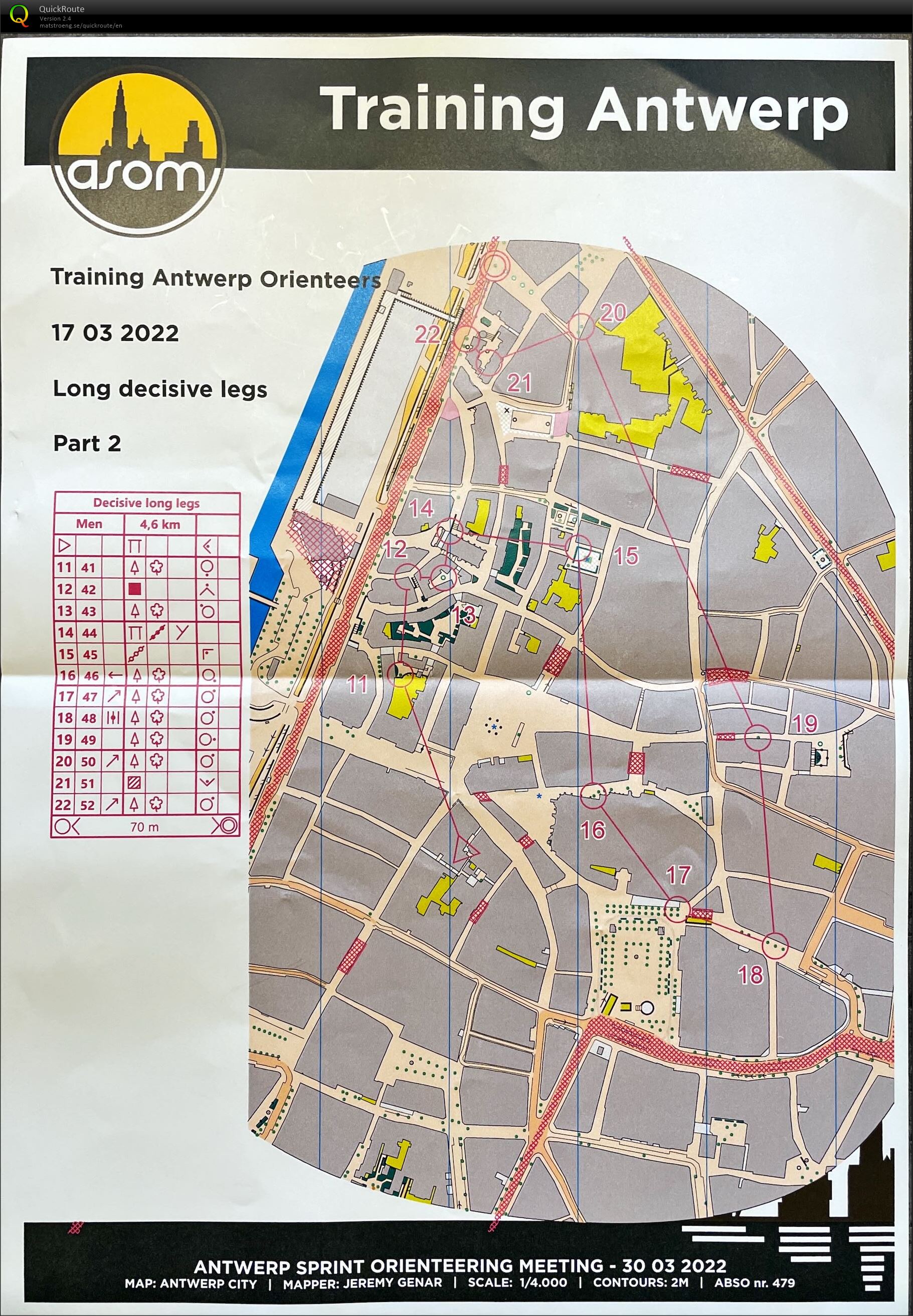 Antwerp Orienteers Training: ASOM Long decisive legs - Part 2 (17/03/2022)