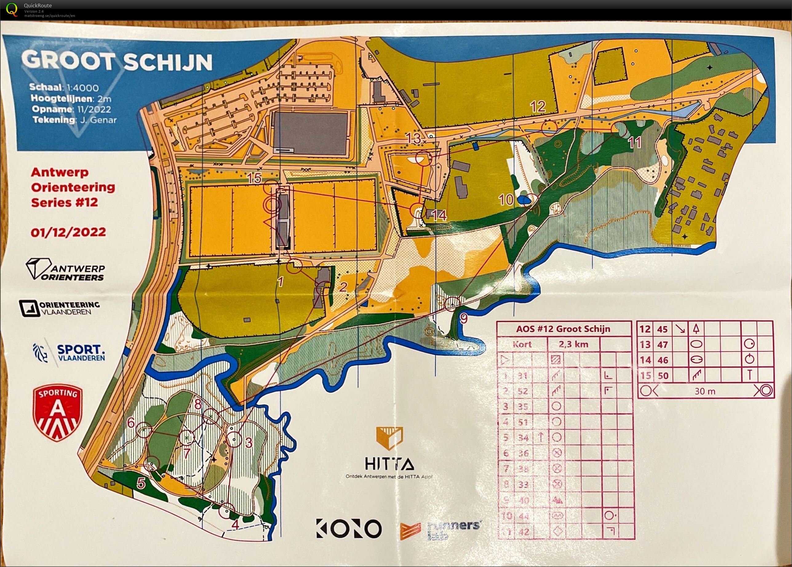 Antwerp Orienteering Series - Groot Schijn - Kort (01/12/2022)