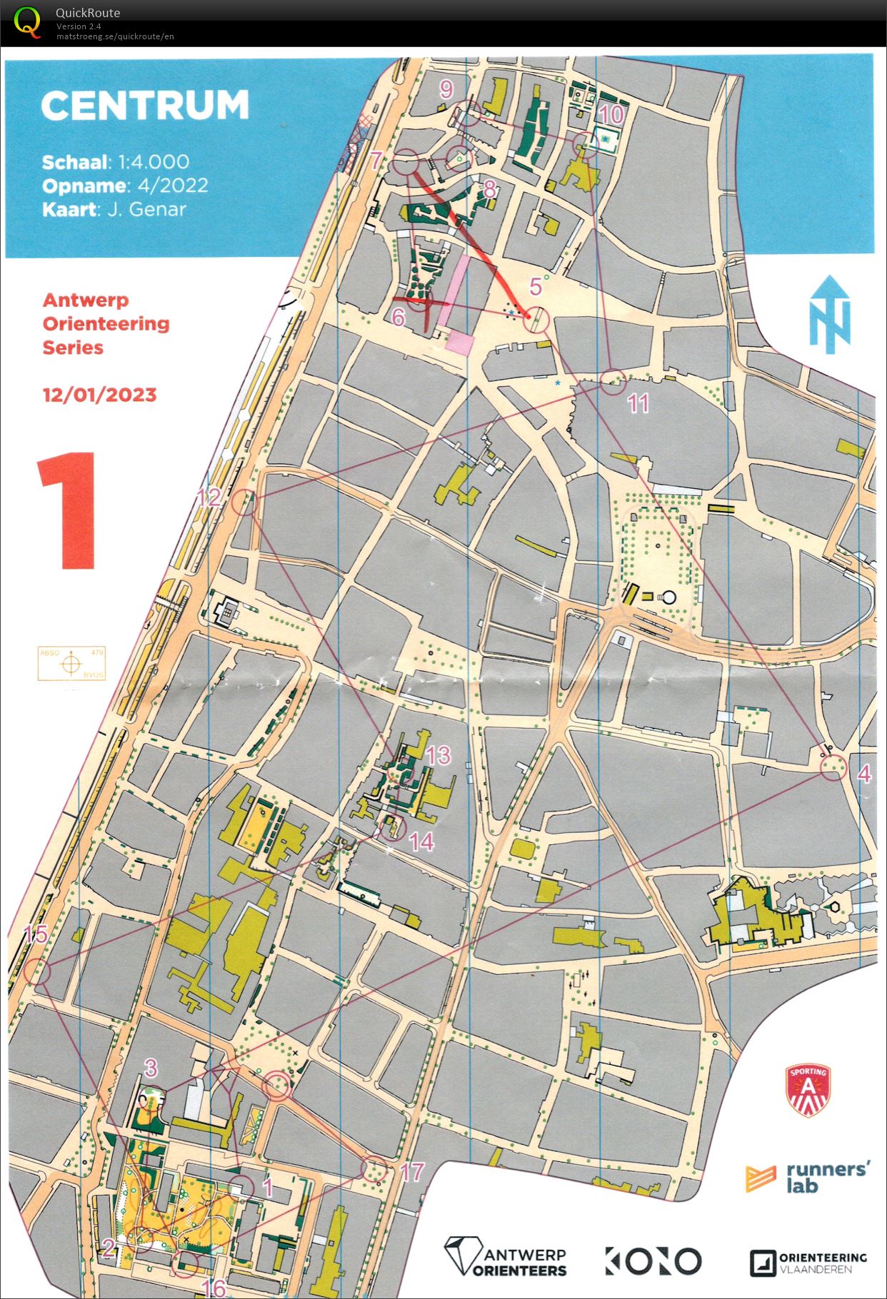 Antwerp Orienteering Series - Centrum - Lang (2023-01-12)