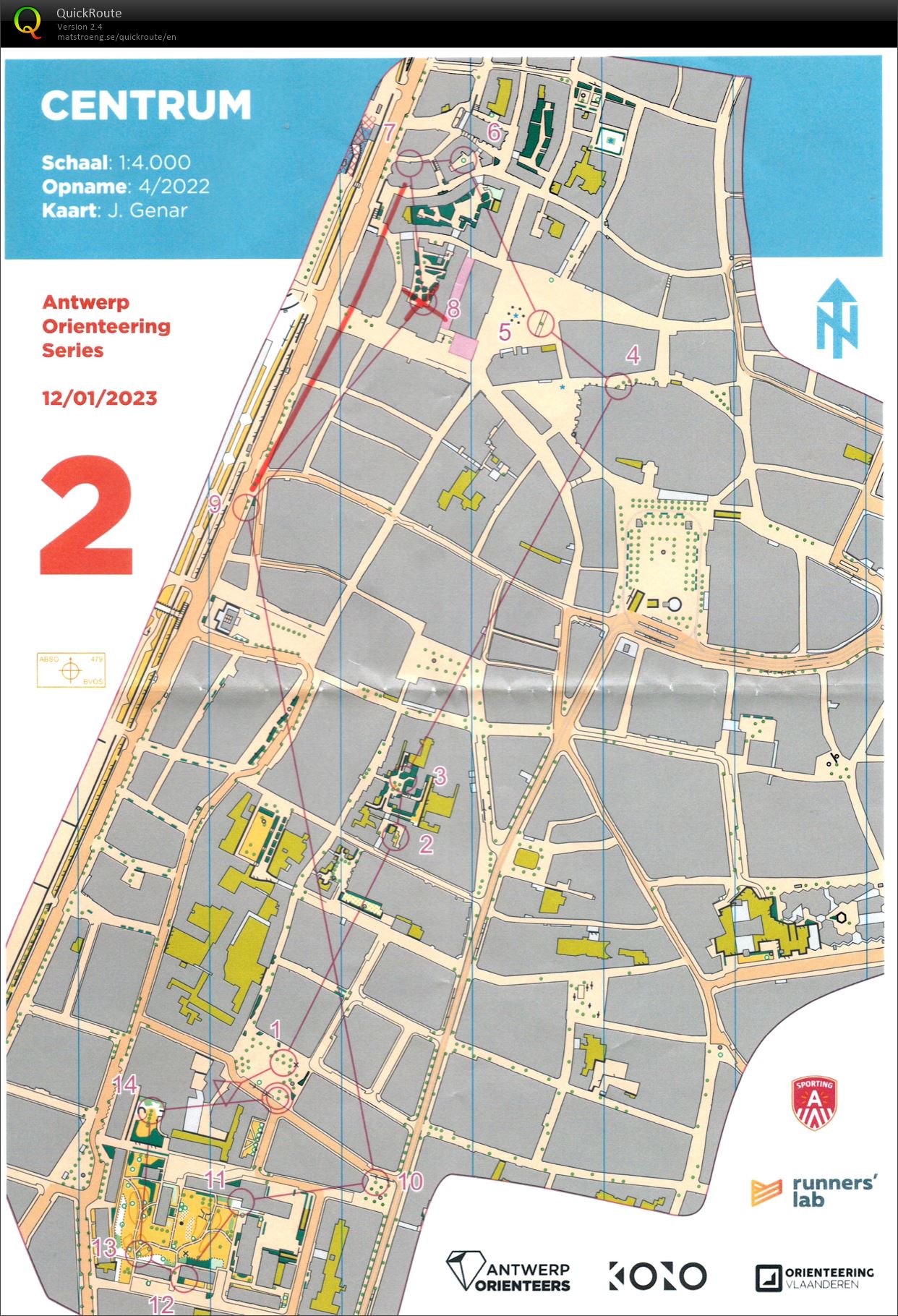 Antwerp Orienteering Series - Centrum - Kort (12-01-2023)