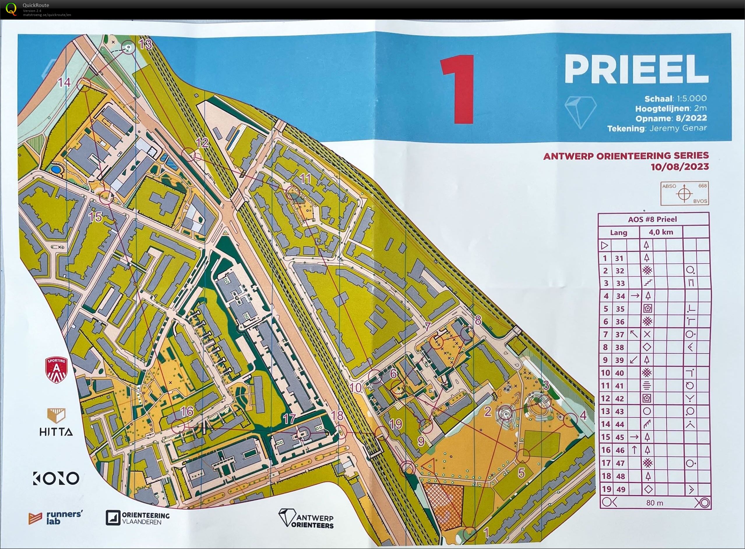 Antwerp Orienteering Series - Prieel - Lang (10.08.2023)