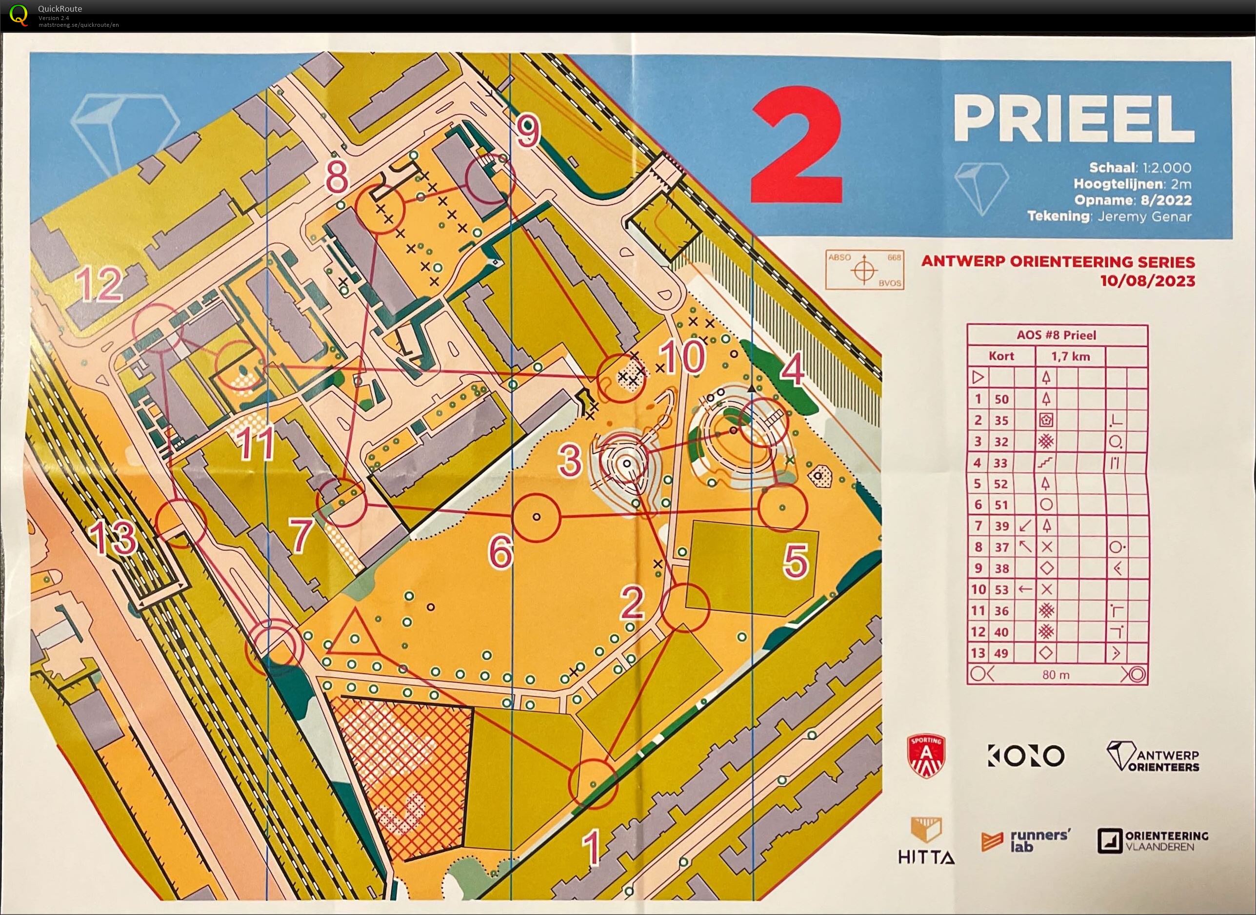 Antwerp Orienteering Series - Prieel - Kort (10-08-2023)