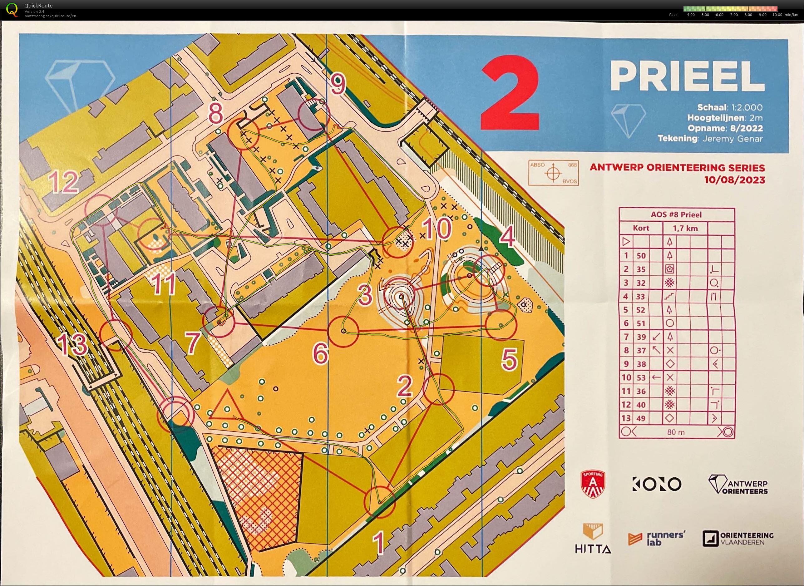 Antwerp Orienteering Series - Prieel - Kort (10-08-2023)