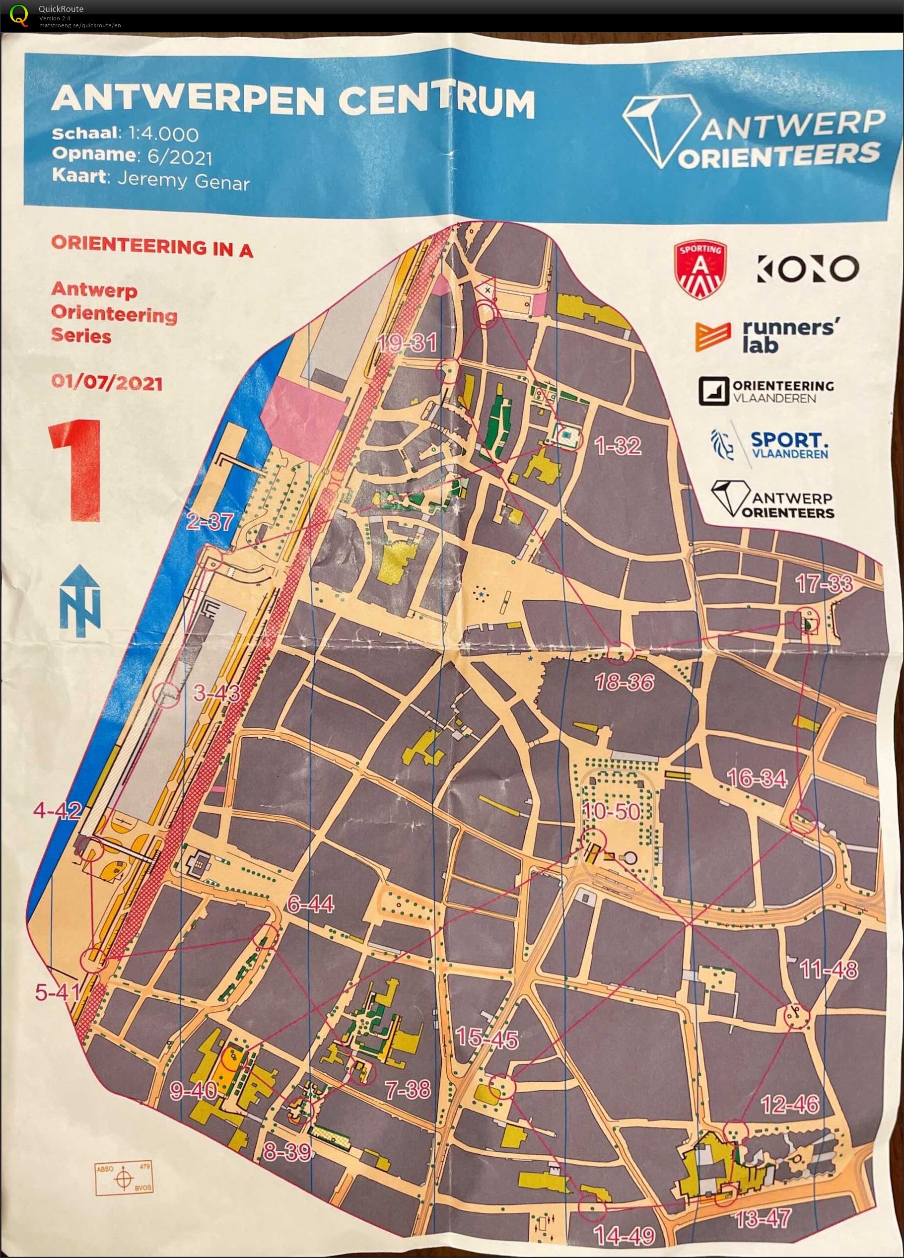 Antwerp Orienteering Series - Antwerpen Centrum - 5K (01-07-2021)